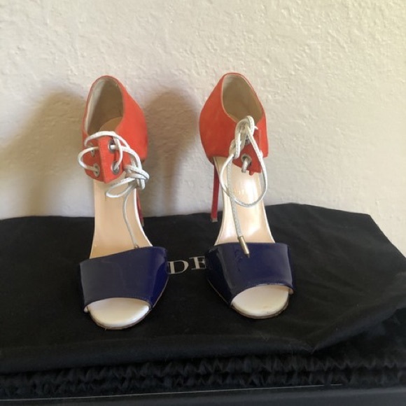 Christian Louboutin Orange Navy Mayerling Pumps - Picture 3 of 4